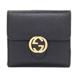 Gucci 615525 Outlet Interlocking G Bi-fold Wallet Leather Women's GUCCI